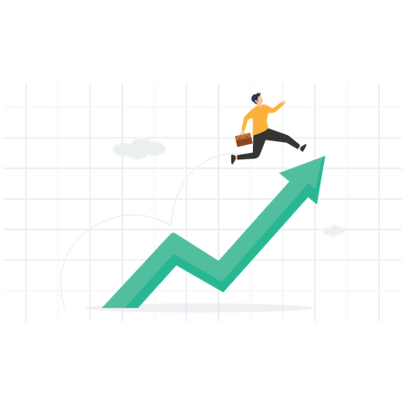 Businessman jumping to top of arrow chart  Illustration