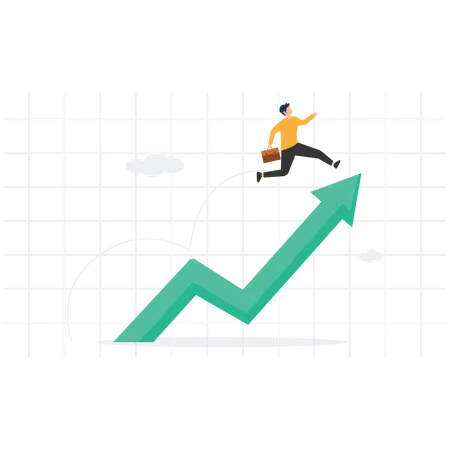 Businessman jumping to top of arrow chart  Illustration