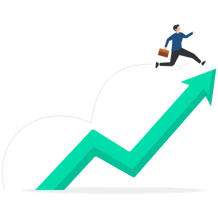 .Businessman jumping to top of arrow chart  Illustration