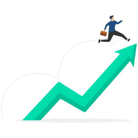 .Businessman jumping to top of arrow chart  Illustration