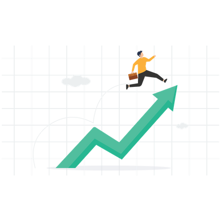 Businessman jumping to top of arrow chart  Illustration