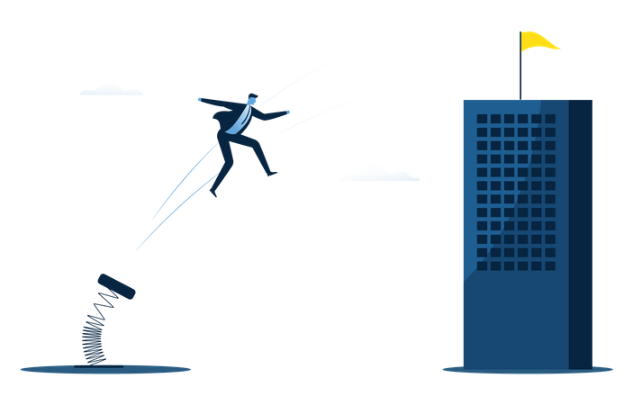 Businessman jumping towards success Illustration