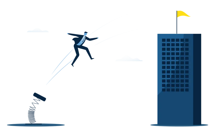 Businessman jumping towards success  Illustration
