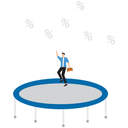 Businessman jumping with interest rate  Illustration