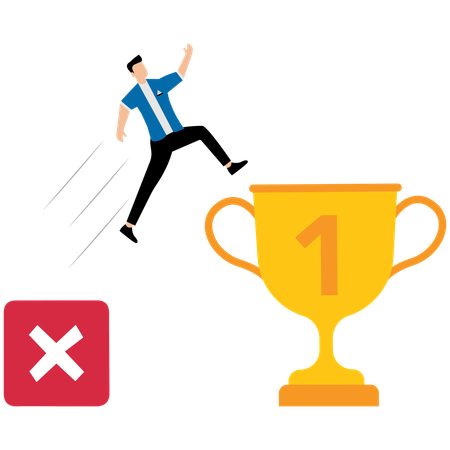 Businessman jumps for business achievement from cross mark  Illustration