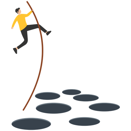 Businessman jumps from traping  Illustration