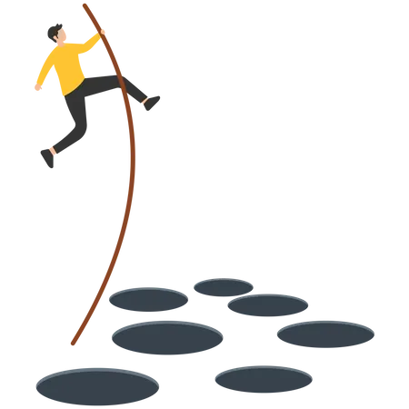 Businessman jumps from traping  Illustration