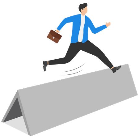 Businessman jumps over hurdle  Illustration