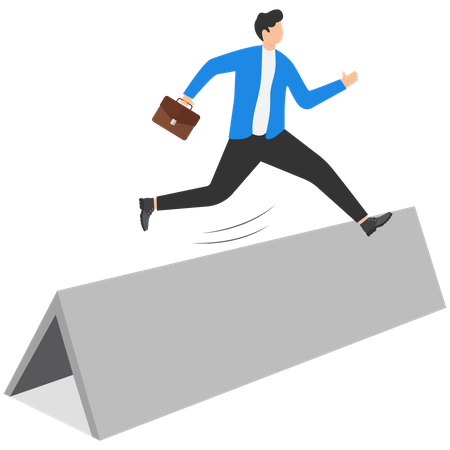 Businessman jumps over hurdle  Illustration