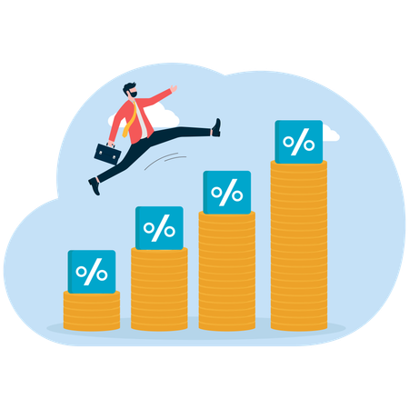 Businessman jumps within achievement graph  Illustration