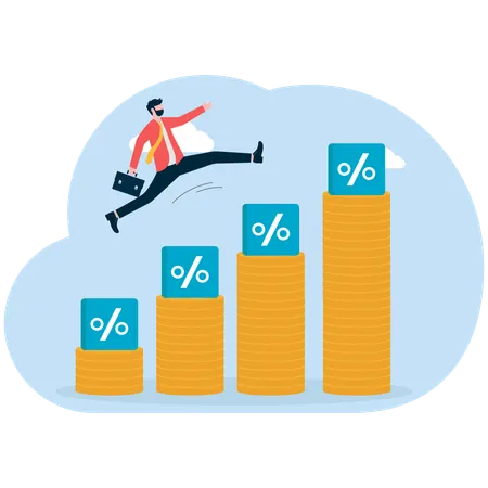 Businessman jumps within achievement graph  Illustration