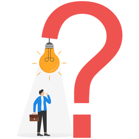 Businessman just discover light of hope and opportunity from question mark problem  Illustration