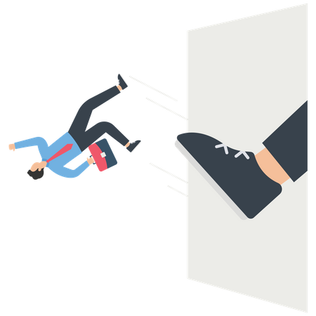 Businessman kicked out of the door  Illustration