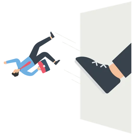 Businessman kicked out of the door  Illustration