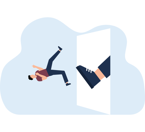 Businessman kicked out of the door  Illustration