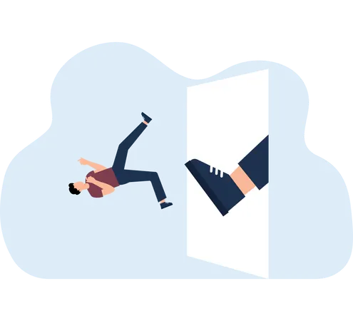 Businessman kicked out of the door  Illustration