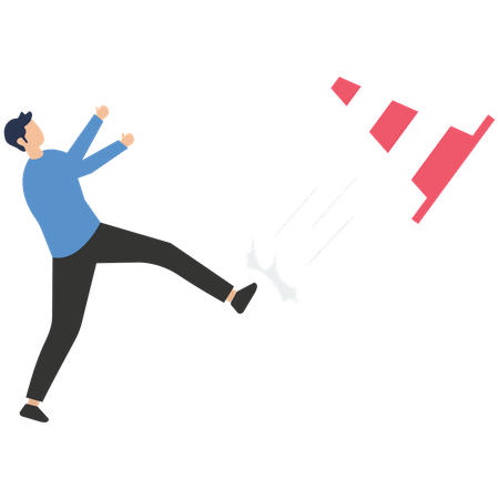 Businessman Kicked the traffic cone  Illustration