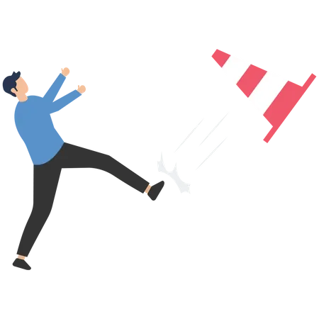 Businessman Kicked the traffic cone  Illustration