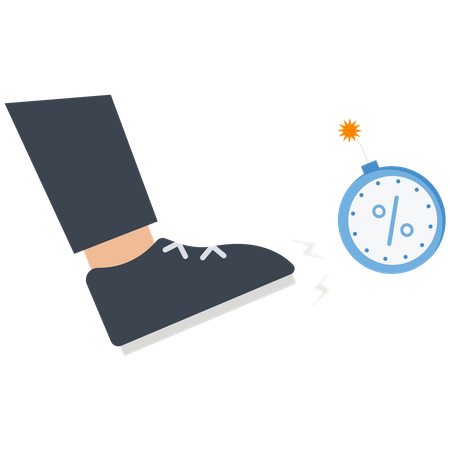 Businessman kicking a clock bomb  Illustration