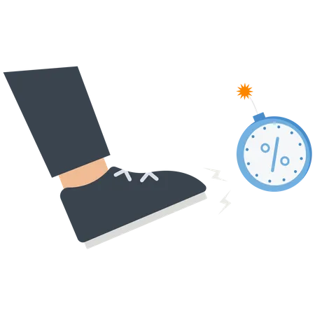 Businessman kicking a clock bomb  Illustration