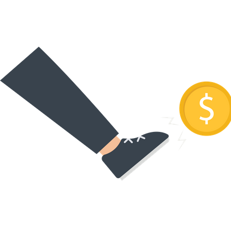 Businessman kicking a Dollar coin  Illustration