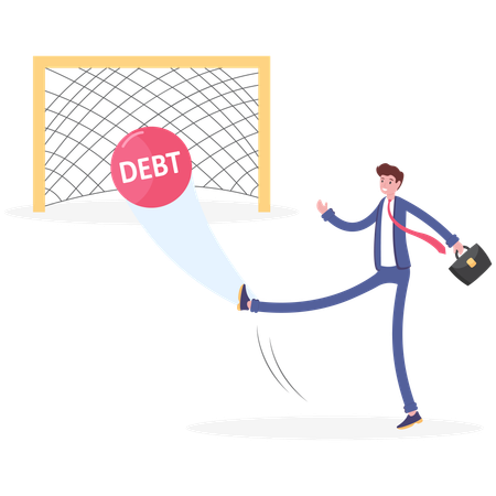 Businessman kicking tax ball like football player  Illustration