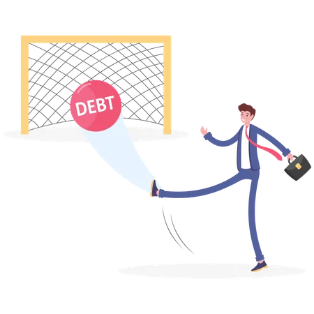 Businessman kicking tax ball like football player  Illustration