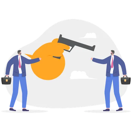 Businessman killing self  Illustration