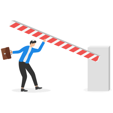 Businessman knocked off balance  Illustration