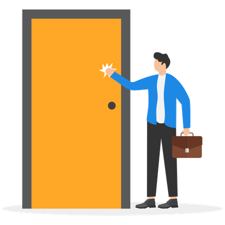 Businessman knocking door of opportunities  Illustration