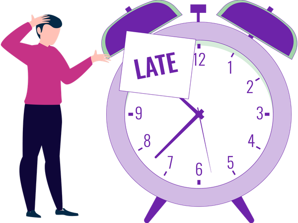 Businessman late for office  Illustration