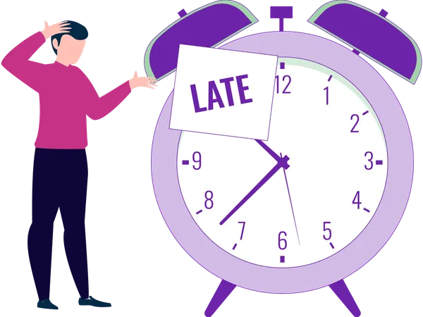 Businessman late for office  Illustration