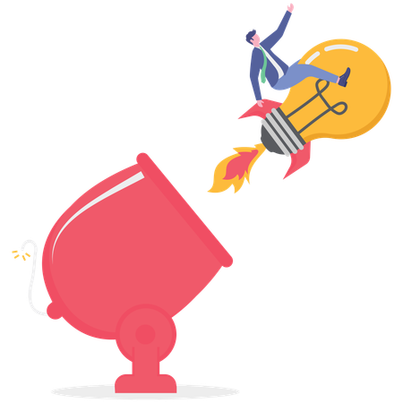 Businessman Launch new business idea  Illustration