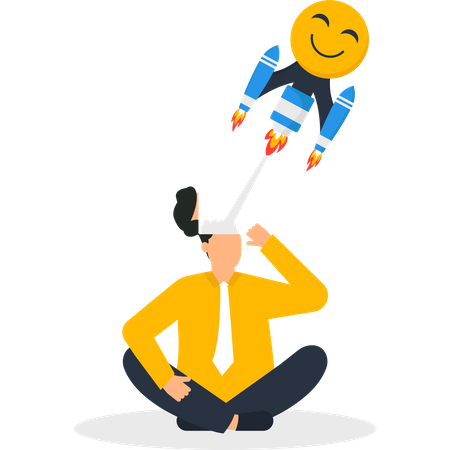 Businessman launch positive thinking  Illustration