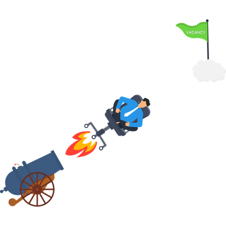 Businessman Launched by Cannon Towards Job Vacancy  Illustration