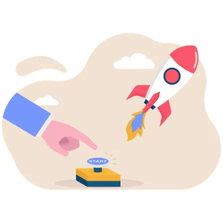 Businessman launches business product  Illustration