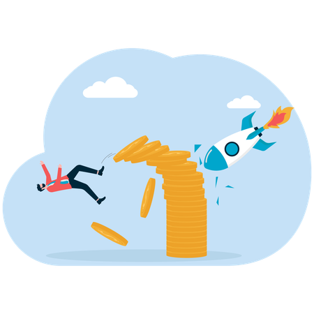 Businessman launches failed and facing market loss  Illustration