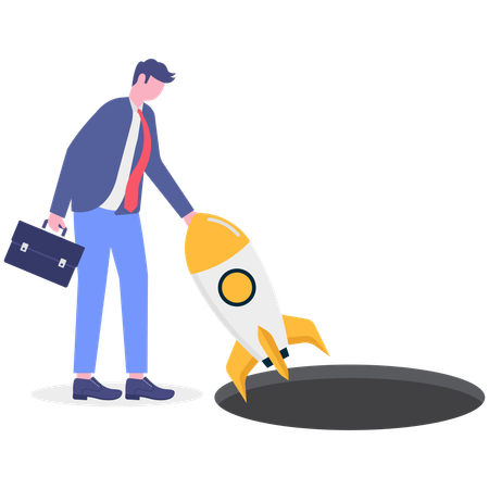 Businessman launches new business  Illustration