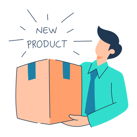 Businessman launches new product  Illustration