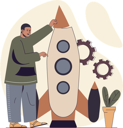 Businessman launches new product  Illustration