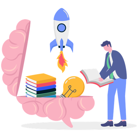 Businessman launches new product  Illustration