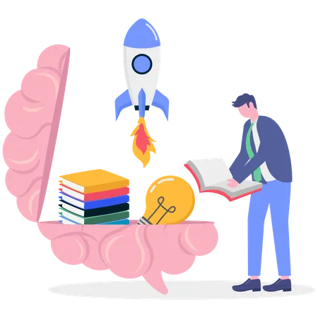 Businessman launches new product  Illustration