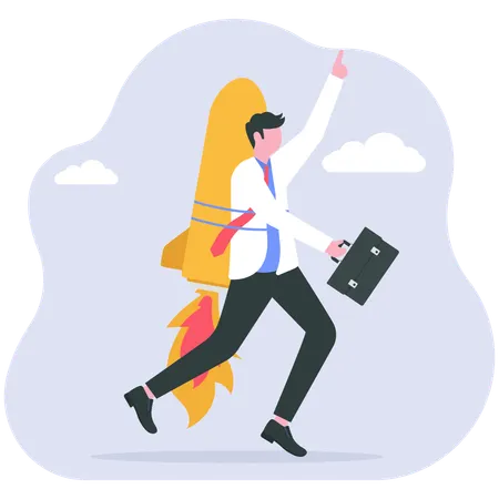 Businessman launches new product  Illustration