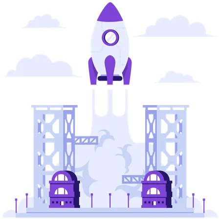 Businessman launching business rocket  Illustration