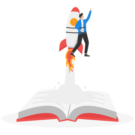 Businessman launching business rocket  Illustration