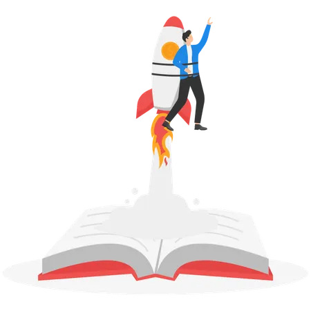 Businessman launching business rocket  Illustration