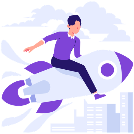 Businessman launching business startup  Illustration