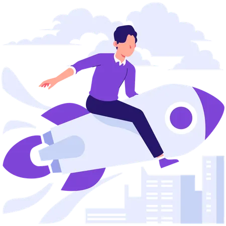 Businessman launching business startup  Illustration