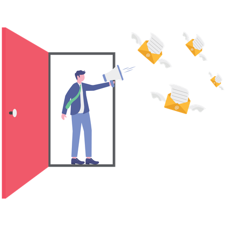 Businessman launching email marketing campaign  Illustration