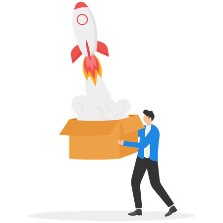 Businessman launching startup  Illustration